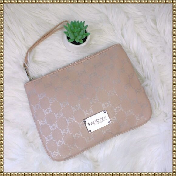 Bebe Alexis Pink Wristlet Silver Tone Clutch - Picture 3 of 10